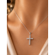 Pre Owned 9ct White Gold Diamond Cross and Chain ZC9